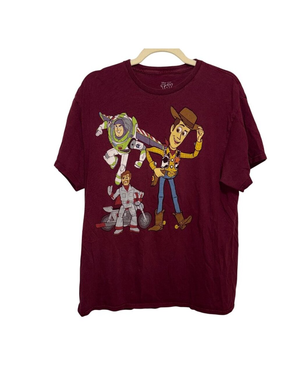 Disney Pixar Toy Story Graphic T-Shirt Maroon Crewneck Short Sleeve Mens Size L